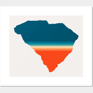 South Carolina State Retro Map Posters and Art